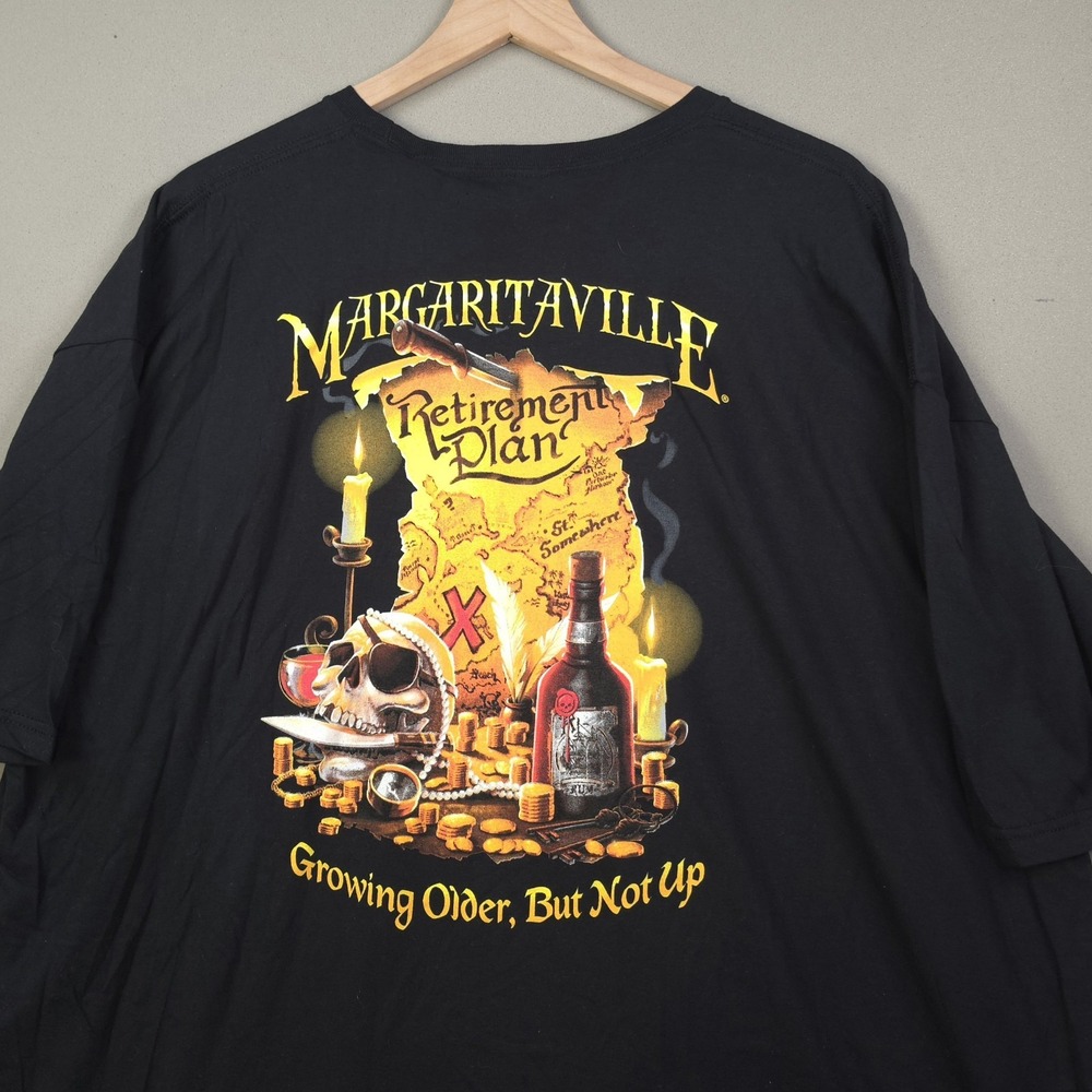 Margaritaville Shirt Mens 3XL Black Retirement Plan Orlando Pirate Skull Tee NWT